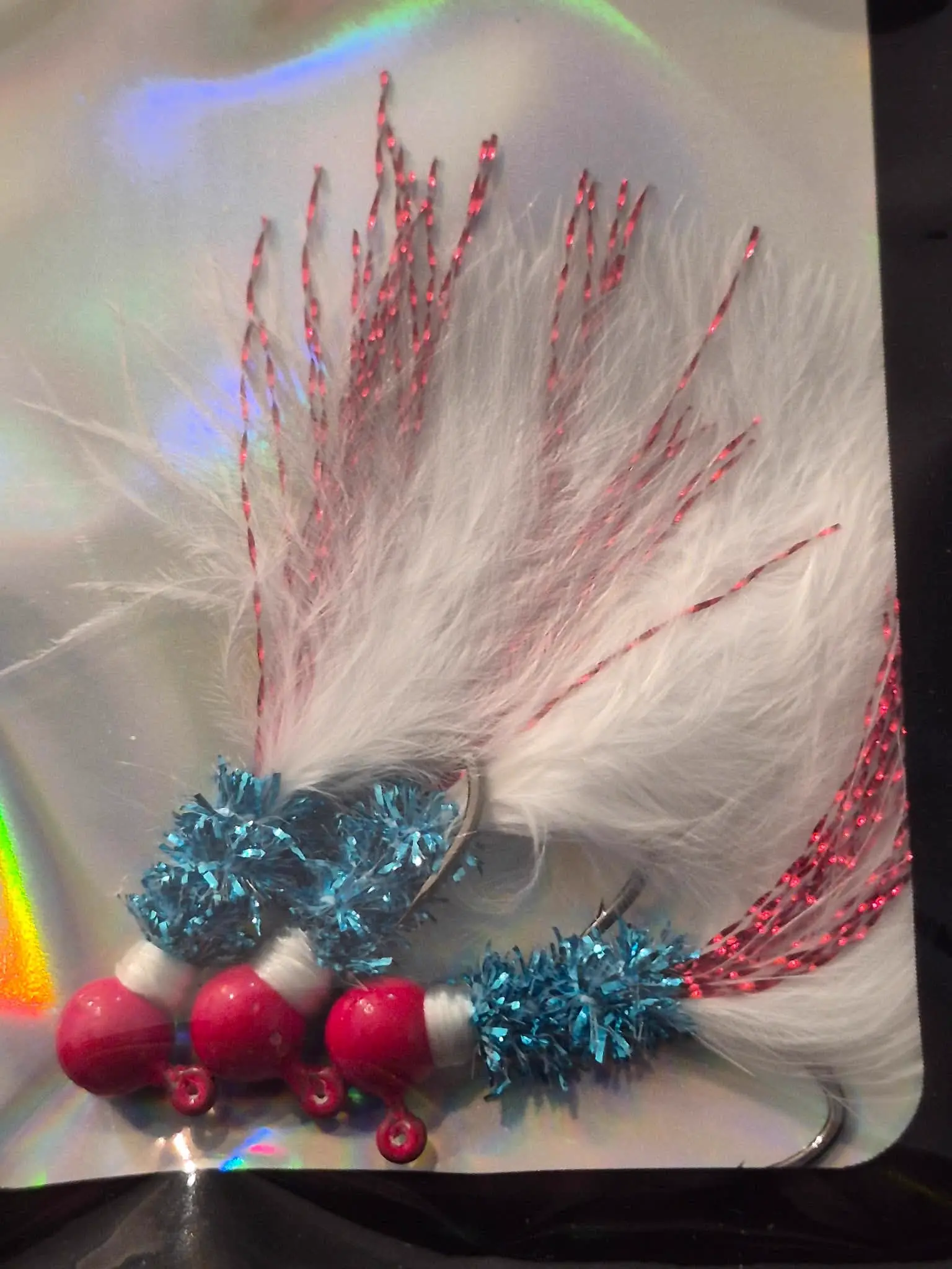Freebird jig — white and red fishing lure